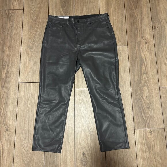Gap Women's Vintage Slim Hi-Rise Grey Faux Leather Trouser - Picture 1 of 2